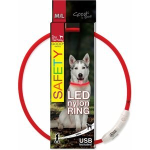 Obojek Dog Fantasy LED nylon červený 65cm