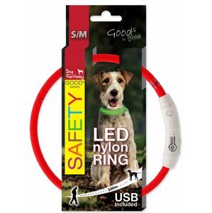 Obojek Dog Fantasy LED nylon červený 45cm