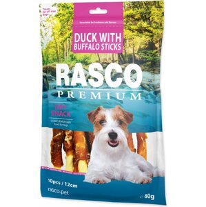 Pochoutka Rasco Premium buvolí kůže obalená kachním masem, tyčinky 80g