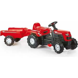 Šlapací traktor Ranchero s vlečkou, červený