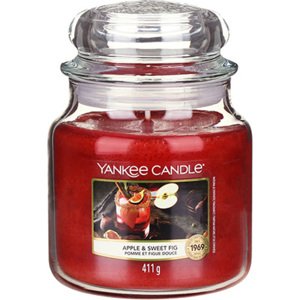 Yankee Candle Jablka a sladký fík, Svíčka ve skleněné dóze 411 g